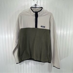 Lands End Polar Fleece Pullover Men’s Size Medium Stone/Olive Green